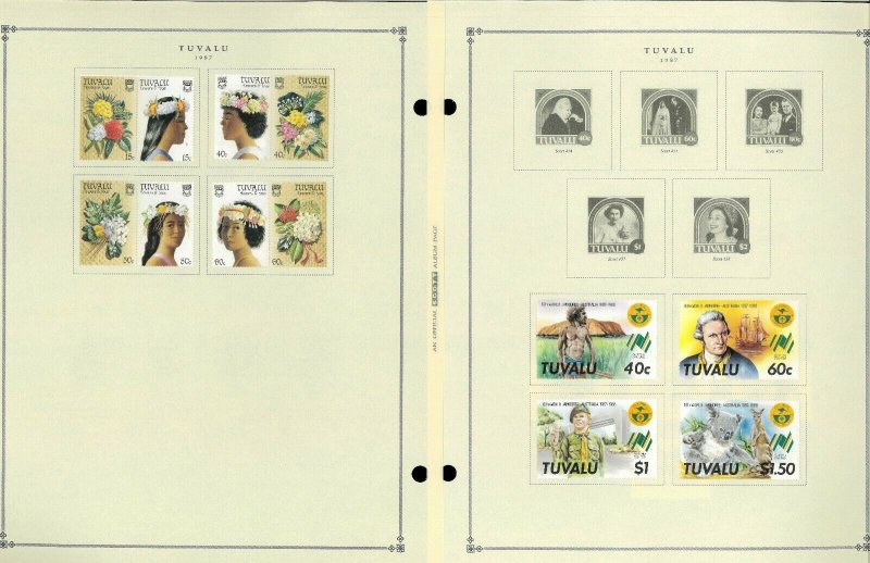 Tuvalu 1976-1991 M & First Day Cancelled Hinged on Scott Int. Pages Thru 1999