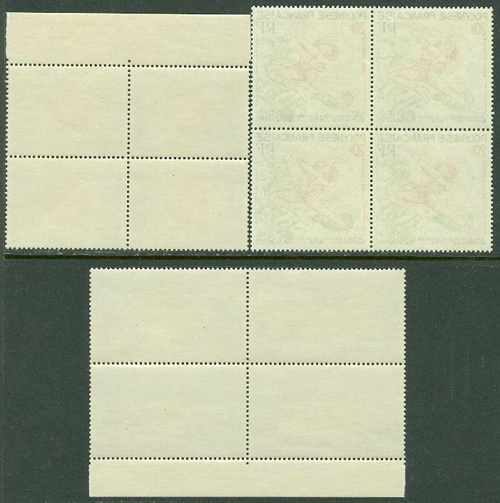 FRENCH POLYNESIA : Nice group of all VF MNH different Blocks of 4. Sc Cat $345.