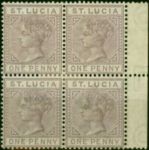 St Lucia 1886 1d Dull Mauve SG39 Fine MM Marginal Block of 4