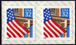 SC#2915 32¢ Flag Over Porch Coil Pair (1995) SA