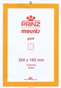 Prinz SCOTT Stamp Mount 185/265 mm - BLACK - Pk of 5 (185x265 185 mm) STRIP 1073