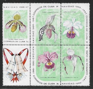 Cuba # 1188a - Orchids & Christmas Bell - Block - MNH.....{Z31}