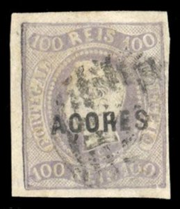 Azores 6, $180, 1868 100r lilac, used, signed Buhler