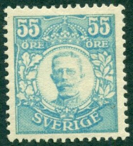 SWEDEN #90 (92) 55ore pale blue, og, LH, XF, scarce, H.O.W. Cert, Scott $2,100