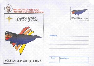 Romania PSE prepaid envelope 1997 set of 5, whale hunting whaling whales