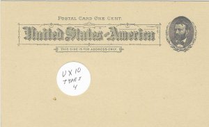 Scott# UX10 Type 1 , 1 US Postal Card