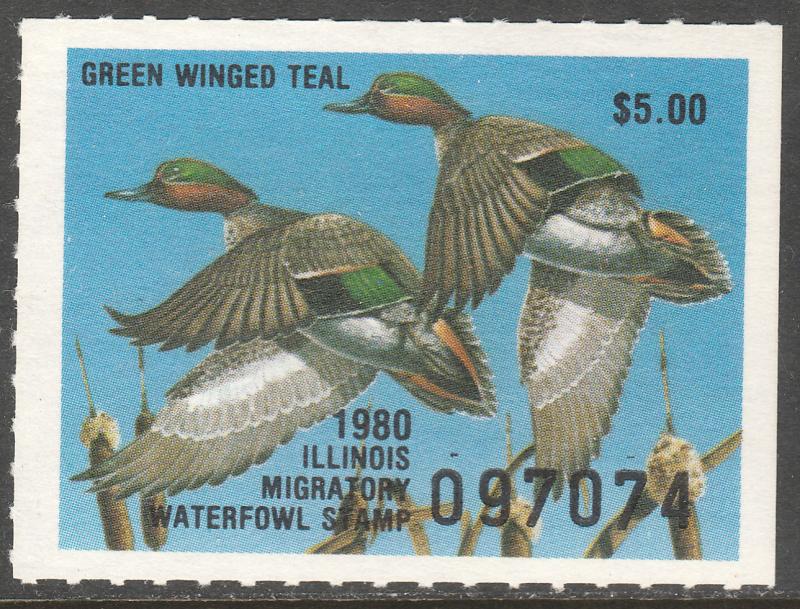 U.S.-ILLINOIS 6, STATE DUCK HUNTING PERMIT STAMP. MINT, NH. VF