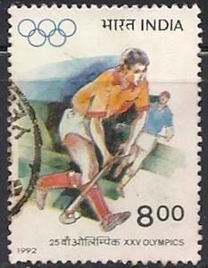 India.1992 used. XXV Olympics stamp featuring field hocke...