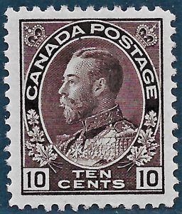 Canada #116 OG VF/XF centering, 3x6 mm thin, Cat. Val. $275.00.