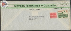 Cuba 1933 Ortega Fernandez y Compa–’a Cover to PA | CU20240