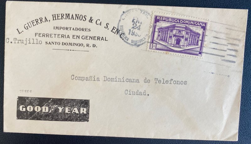 1938 Santo Domingo Dominican Republic Advertising Cover Locally Used