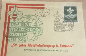 O) 1962 AUSTRIA, SCOUT  AND HANDSHAKE, BOY SCOUTS,  INTERNATIONALE PFADFINDER BR