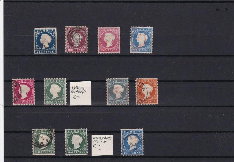 gambia early queen victoria stamps  ref r12510