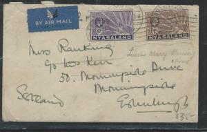 NYASALAND (P2903B) KGV 6D+1D CAT LEOPARD ON A/M COVER TO ENGLAND