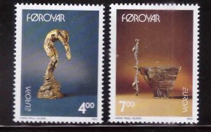 FAROE ISLANDS Scott 252-253 MNH** 1993 Europa Sculpture set CV $3.50