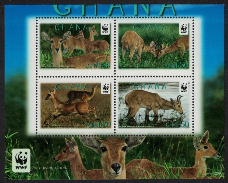 Ghana WWF Bohor Reedbuck Block of 4v WWF Logo 2012 MNH SG#3802-3805