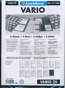5 LIGHTHOUSE VARIO 2 POCKET BLACK STOCK SHEETS - PACK OF 5 - DOUBLE SIDED 2S
