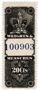 (I.B) Canada Revenue : Weights & Measures 20c (1876)