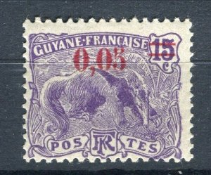 FRENCH COLONIES; GUYANE 1922 early Surcharged issue Mint hinged 5c. value