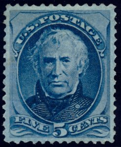 US 179 5c 1875 Zachary Taylor hard paper blue PSAG grade 90 OG H