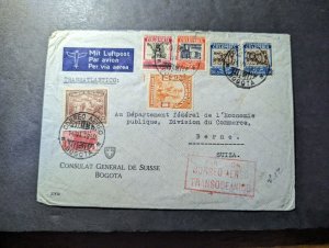 1940 Colombia Airmail Cover Bogota to Bern Switzerland Swiss Consulate