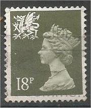 GREAT BRITAIN, WALES, Machins, 1987, used 18p olive green, Scott WMMH33