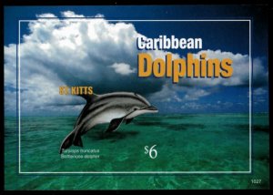 St. Kitts 2010 - Dolphins - IMPERF Souvenir Stamp Sheet - Scott #794 - MNH