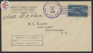 Cuba 1928 First Flight Cover Santiago - Dominican Rep | Edifil E7 | Signed | ...