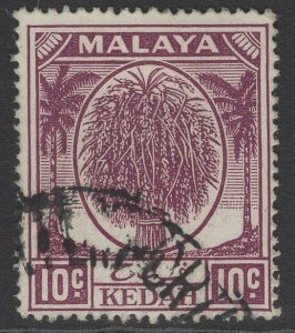 MALAYA KEDAH SG82 1950 10c MAGENTA FINE USED