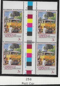 Christmas Island #256 3c Rail Car (MNH) gutter block of 4