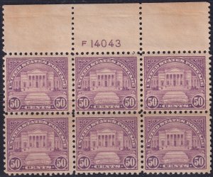 #570 Mint NH, VF, Plate number block of 6 (CV $750) (CV $70 - ID45620) - Jose...