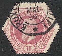 BELGIUM  1871 Hiscocks #8 1fr Used Telegraph stamp F-VF