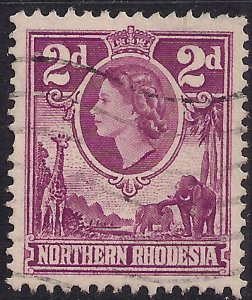 Northern Rhodesia 1953 QE2 2d Purple used SG 64 ( G414 )