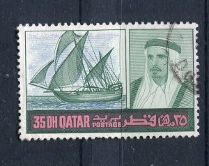 QATAR; 1968 early Sheikh Ali Al Thani issue fine used 35D. value