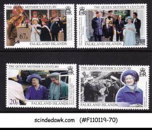 FALKLAND ISLANDS - 1999 THE QUEEN MOTHER'S CENTURY SCTT#734-737 4V MNH