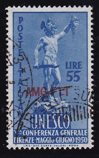 Italy Trieste 1950 55l UNESCO Stamp Overprinted & VF/Used (o) Perseus by Cellini