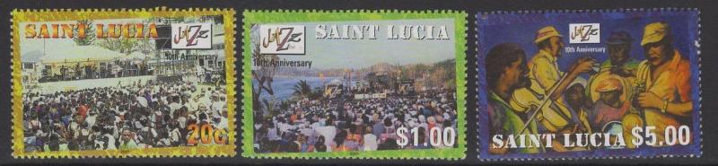 ST.LUCIA SG1246/8 2001 10th ANNIV OF JAZZ FESTIVAL MNH