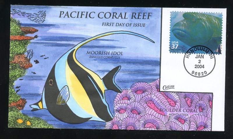 US 3831b Pacific Coarl Reef Humphead Wrasse UA Collins HP cachet FDC
