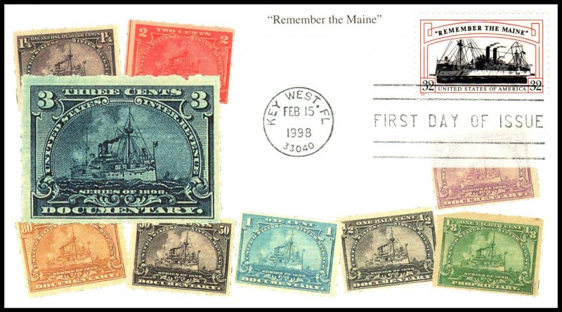 US 3192 Remember the Maine Mystic U/A FDC