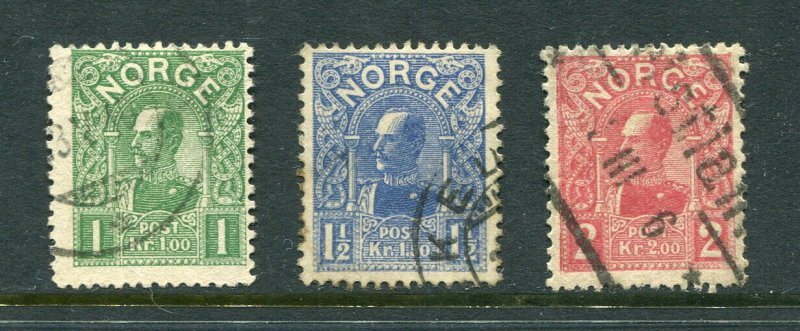 x315 - NORWAY 1909-10 Scott #67-69 Scarce DIE B Set. Used. Cat Value $500+