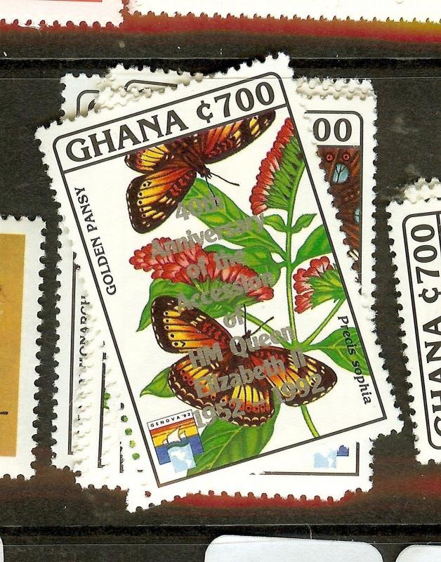 GHANA (B1801) BUTTERFLY SC1443-50  MNH