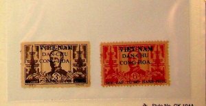 NORTH VIET NAM - Viet Minh Sc 1L15-16 NH ISSUE OF 1945 - OVERPRINT ON 3c & 6c