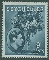 Seychelles SC#131 King George VI, Palm Tree 9c, MH