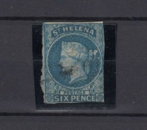 St Helena QV 1861 6d Blue Rough Perf SG2a Fine Use JK9659 