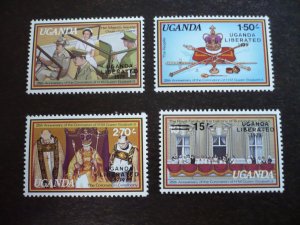 Stamps - Uganda - Scott# 245-248- Mint Never Hinged Set of 4 Stamps/Overprinted