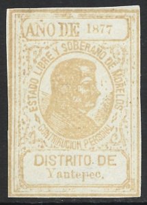 Mexico Revenue 1877 State Issues Morelos Yellow Bistre #M37 VF. CV $10.00-