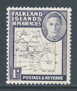 Falkland Islands Dep. #1L2 NH 1p George VI, Map of Falkland - Fine Print
