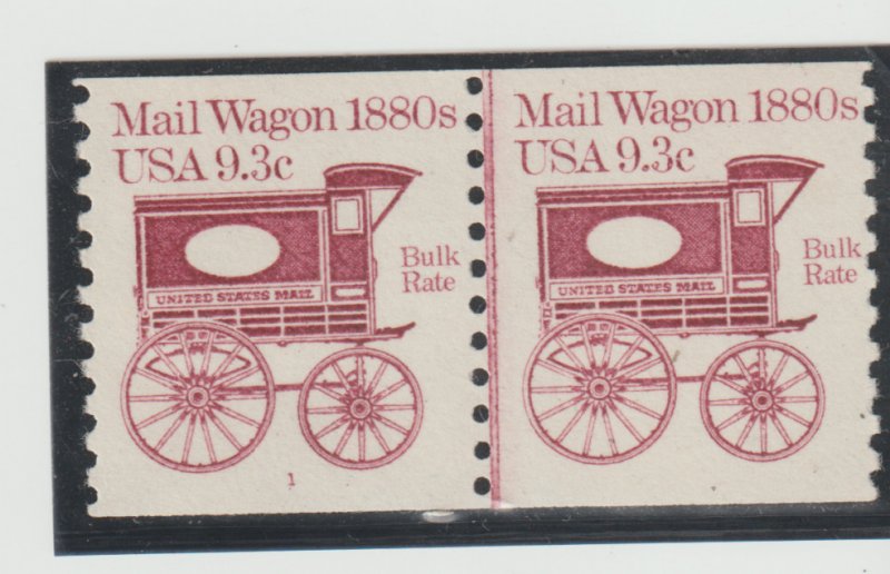 Scott # 1903  9.3 cent 1983 Transportation Coil Line Pair Plate # 1 MNH