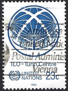 United Nations #443 23¢ ILO - Turin Centre (1985). Used.