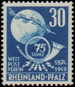 Germany Rhine Palatinate #6N41-6N42, Complete Set(2), 1949, UPU, Never Hinged